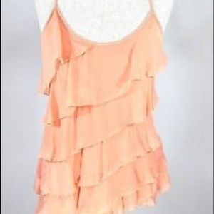 LC Tank Rayon Spaghetti Strap Ruffles Peach